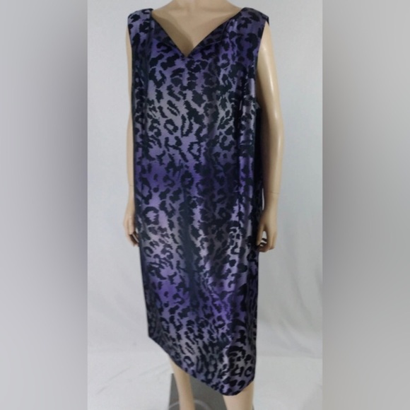 Plus Size 22 Nygard Collection Purple Black Ombre Leopard Print Satin Lined - Picture 2 of 15